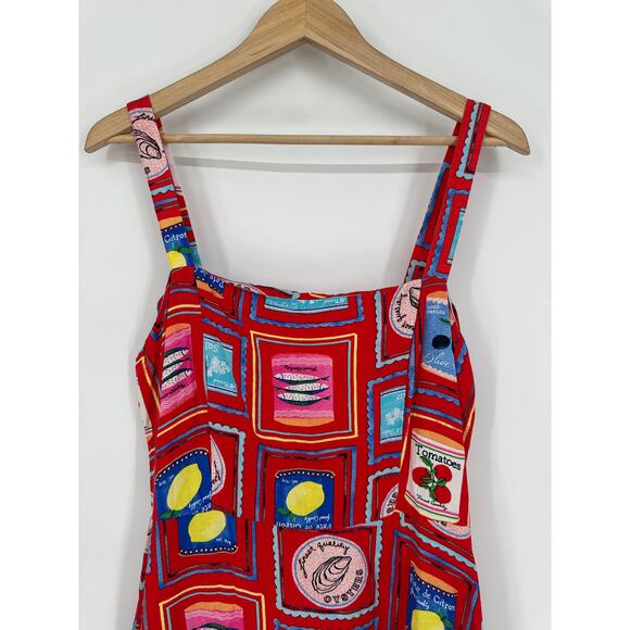 LOFT Can Print Linen Blend Strappy Midi Dress Square Neck Sleeveless Sundress - Picture 5 of 12